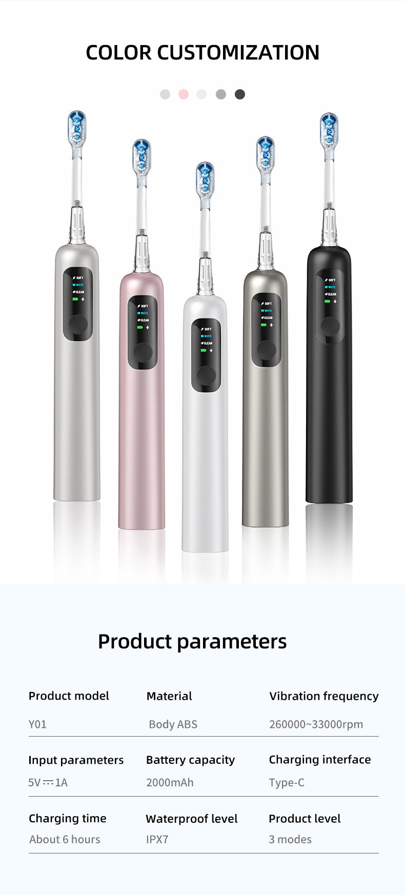  electric toothbrush with multiple modes